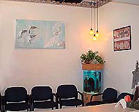 Waiting room area with tropical fish tank